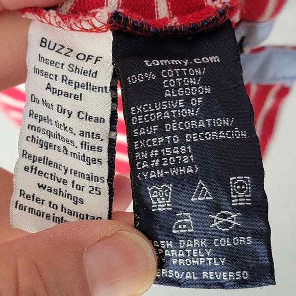 Tommy Hilfiger Buzz Off Mens Polo Shirt Insect Repellent Red White Striped L - Picture 8 of 11